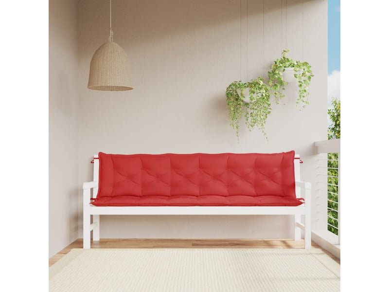  Lot de 2 coussins de banc jardin, coussins d'assise rouge 200x50x7 cm tissu oxford cf58739  - Conforama B