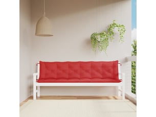 Lot de 2 coussins de banc jardin, coussins d'assise rouge 200x50x7 cm tissu oxford cf58739
