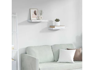 Lot de 2 étagères murales, étagères flottantes, étagères suspendues marbre blanc 40 x 23,5 x 3,8 cm cf41805