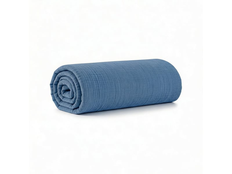  Drap housse 160x200+35 cm gaze de coton - coton 57 fils bleu mer PD25511 - Conforama B