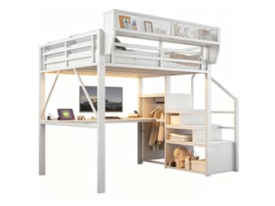Lit mezzanine 140x200 cm <strong></strong>  <strong></strong> coloris blanc