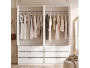 Armoire tcqpz 4 portes à lamelles 180 x 50 x 200 cm 6 tiroirs 2 tringles à vêtements blanche en panneaux de particules