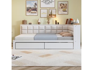 Lit avec rangement 140x200 cm REDOM coloris blanc