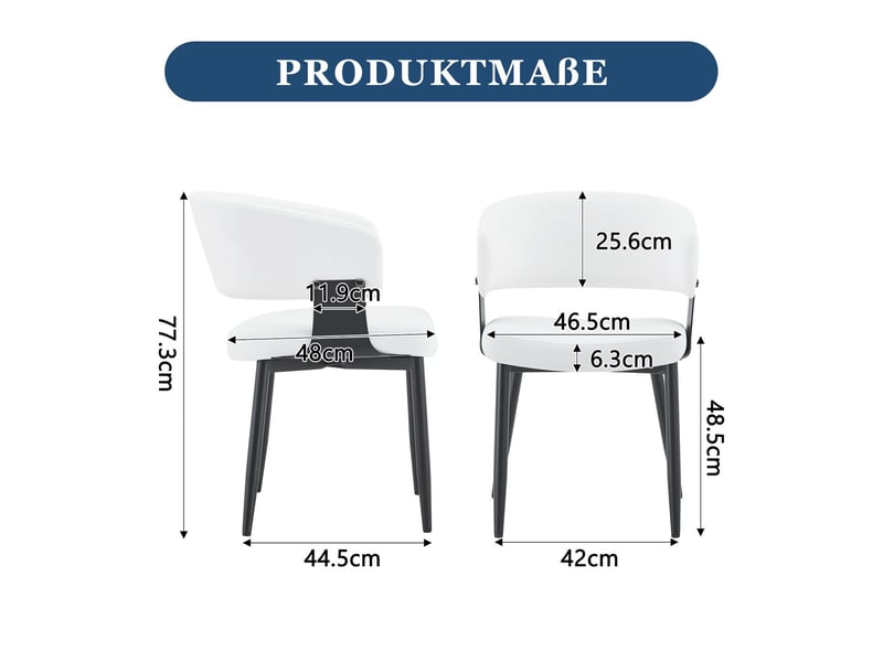  Chaise de salle à manger lot de chaises 2 pièces style rétro chaise repas style mid-century moderne fauteuil rétro accoudoirs en tonneau dossier à motif revêtement en similicuir piètement stable  - Conforama C