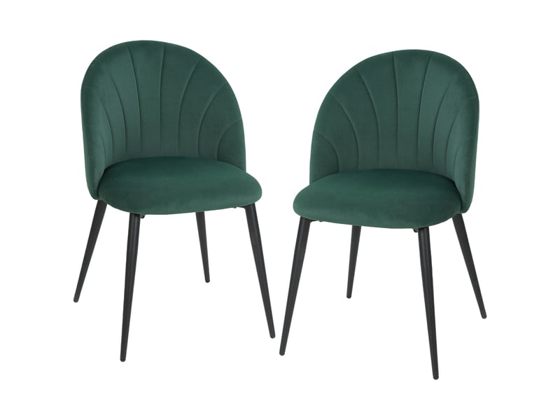  Lot de 2 chaises de salle à manger effet velours vert foncé 52 x 54 x 79 cm  - Conforama B
