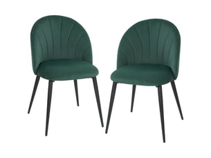 Lot de 2 chaises de salle à manger effet velours vert foncé 52 x 54 x 79 cm