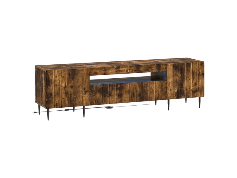  Meuble tv - banc tv - meuble de rangement led zwolle chêne fumé bois d'ingénierie  - Conforama A