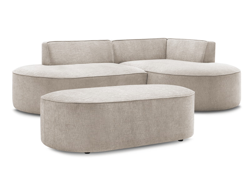  Bobochic canapé d'angle fixe rousseau tissu texturé avec pouf beige  angle droit ROUSSEAU - Conforama A