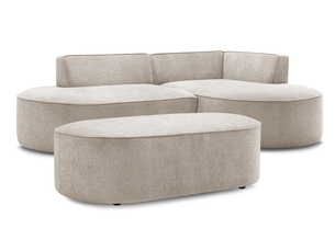 Canapé d'angle droit fixe BOBOCHIC ROUSSEAU 5 places Tissu Beige