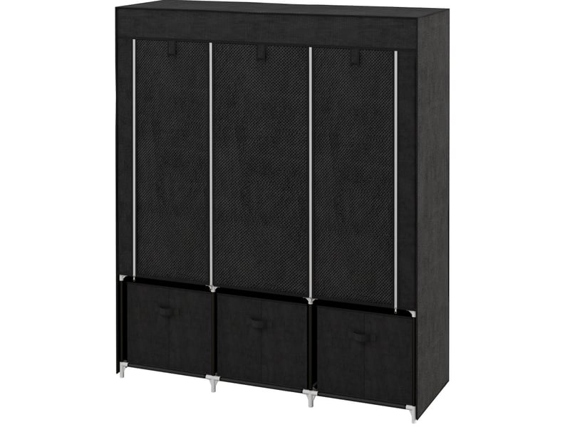 Armoire penderie pliable en tissu non tissé avec 3 tiroirs, 125 x 43 x 162,5 cm, noire  - Conforama A