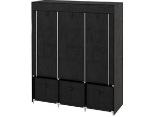 Armoire penderie pliable en tissu non tissé avec 3 tiroirs, 125 x 43 x 162,5 cm, noire