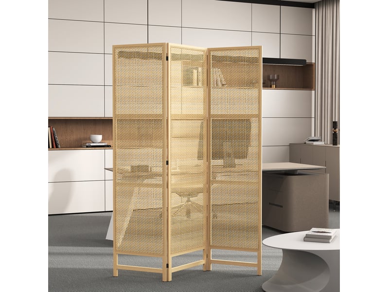Paravent 3 panneaux pliable 135 x 180 cm naturel homvra - Conforama D
