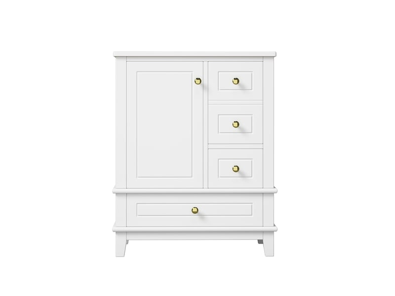Meuble vasque blanc 61 cm avec 3 tiroirs, porte, étagères et grand rangement - Conforama A