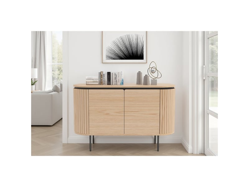  Buffet 120 cm 2 portes chêne clair et noir – collection sören  - Conforama B