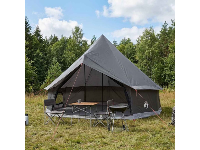Tente tipi, tente de camping 6 personne marron gris polyester et acier - Conforama B