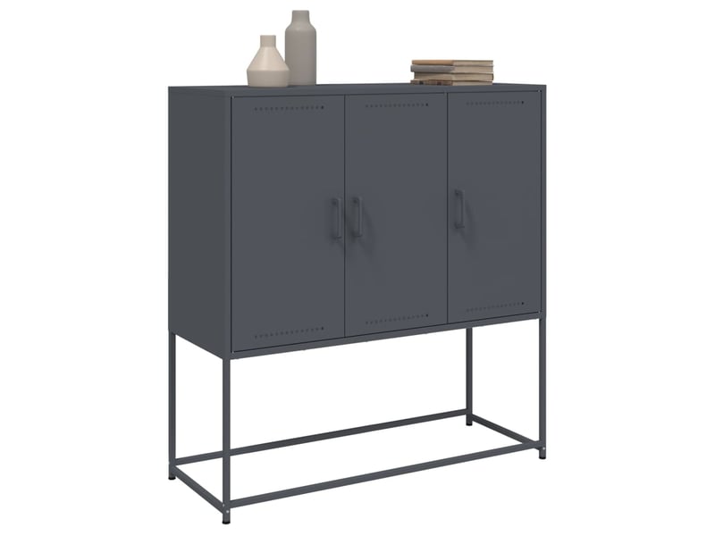  Buffet haut - bahut - meuble de rangement anthracite 100,5x39x107 cm acier  - Conforama E