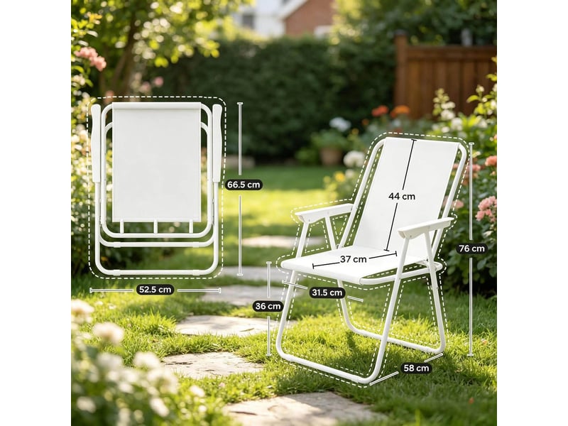 Fauteuil d'extérieur pliable 58 x 53 x 76 cm - avec accoudoirs - toile oxford 600d impermeable - structure métal - noir  - Conforama C