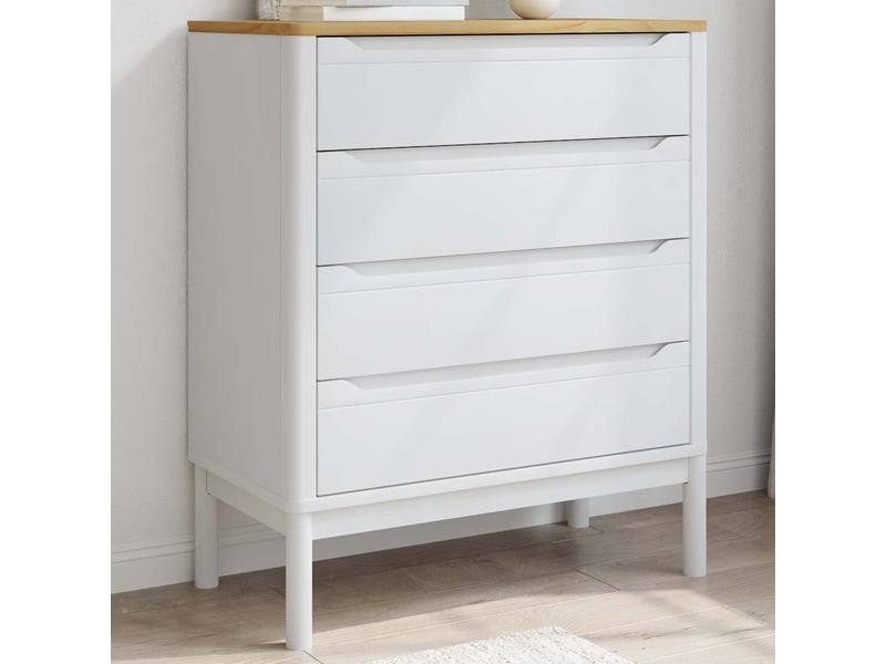  Commode chambre adulte, armoire à tiroirs floro blanc bois de pin massif shl92437  - Conforama B