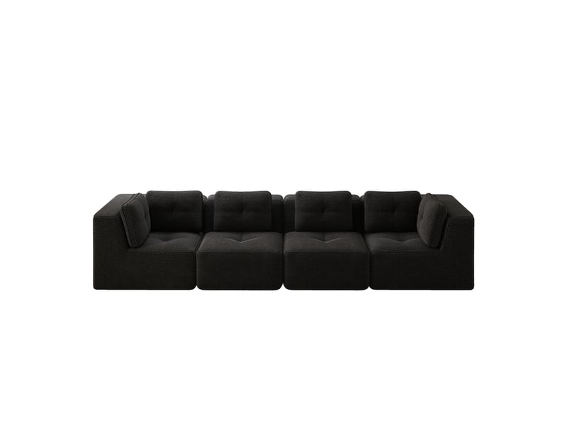 Canapé droit modulable 4 places velours côtelé noir – 386 x 104 x 69 cm Fay Lum - Conforama A
