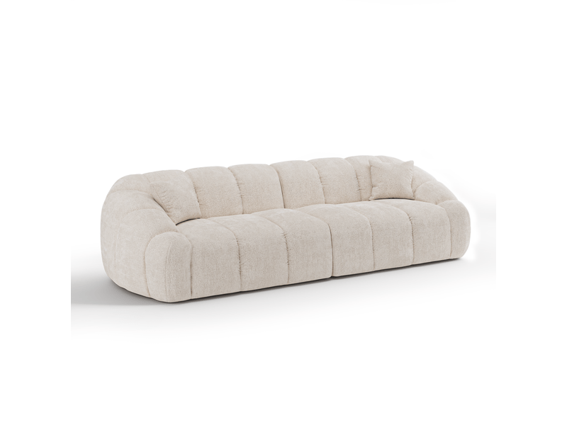  Canapé 4 places en velours texturé crème moka 1MOK4PVTCR - Conforama A