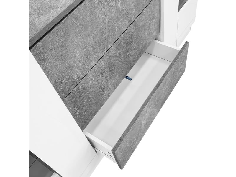  Buffet à 2 portes et 3 tiroirs, 140 x 35 x 75 cm, armoire de cuisine avec éclairage led  - Conforama E