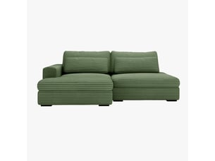 Canapé d'angle gauche convertible <strong>MOBILIER DECO</strong> <strong>AYDA-M3-VER</strong> 2,5 places Velours vert avec coffre de rangement