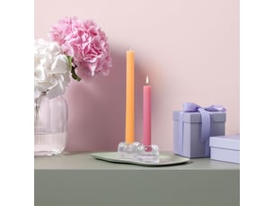 Ensemble de bougies longues, 2 p., dimensions : env. 25 cm, rose et jaune, bougies décoratives colorées pour la table et la maison, forme longue épurée
