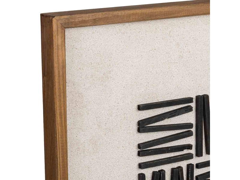  Tableau en bois recyclé fait main relief noir et blanc 62x4x62 cm h  - Conforama E