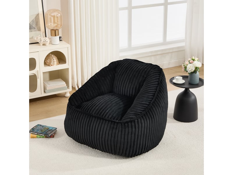  Fauteuil poire 98x92x73 cm avec mousse à mémoire de forme, noir  - Conforama C