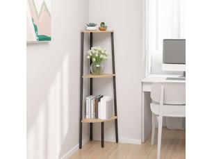 Étagère d'angle 3 niveaux, étagère de rangement marron clair et noir 45,5x31,5x120 cm