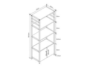 Étagère design intemporel salon chambre meuble de rangement de cuisine arhuni 139 x 56 x 30 cm noir effet chêne 03_0011176