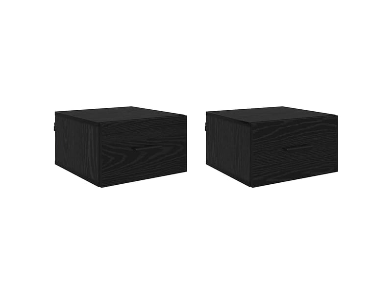  Table de chevet - cabinet de chevet - table de nuit 2 pièces chêne noir 35 x 35 x 20 cm  - Conforama A