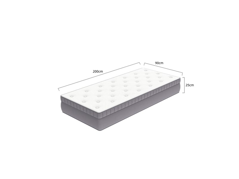  Matelas adulte ergonomique 90x200 cm h3, 25 cm, 7 zones à ressorts ensachés, mousse confort blanc ancien  - Conforama C