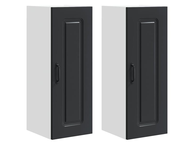  Meuble mural de cuisine | armoire de cuisine 2 pcs noir bois d'ingénierie shl325  - Conforama A