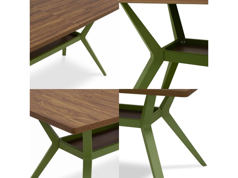  Table à manger 160cm pieds métal kaki et plateau finition noyer andrea ANDREA - Conforama C