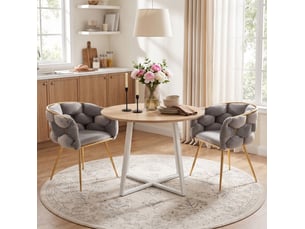 Lot de 2 fauteuils d'appoint modernes en velours gris, accoudoirs, pieds métalliques dorés