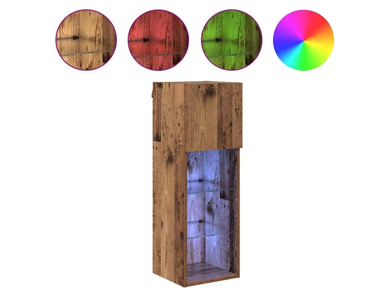  Lot de 2 meuble tv mural, meuble tv suspendu bois ancien bois d'ingénierie shl59179  - Conforama D