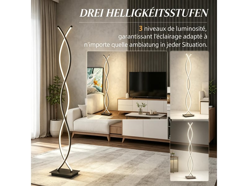  Lampadaire led,35x20x140 cm,meulva,double spirale,aluminium et acrylique,noir  - Conforama D