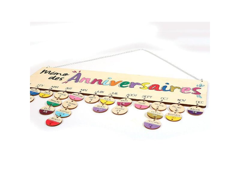  Calendrier des anniversaires en bois 40 x 12 cm 101371 - Conforama A