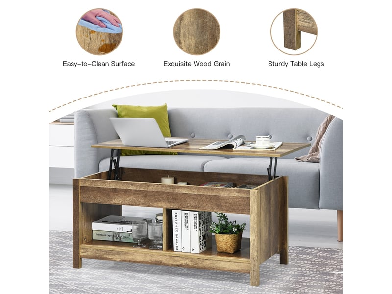  Ø 80 cm table basse ronde 2 niveaux pour rangement de salon et bureau, plateau effet bois et métal  - Conforama C