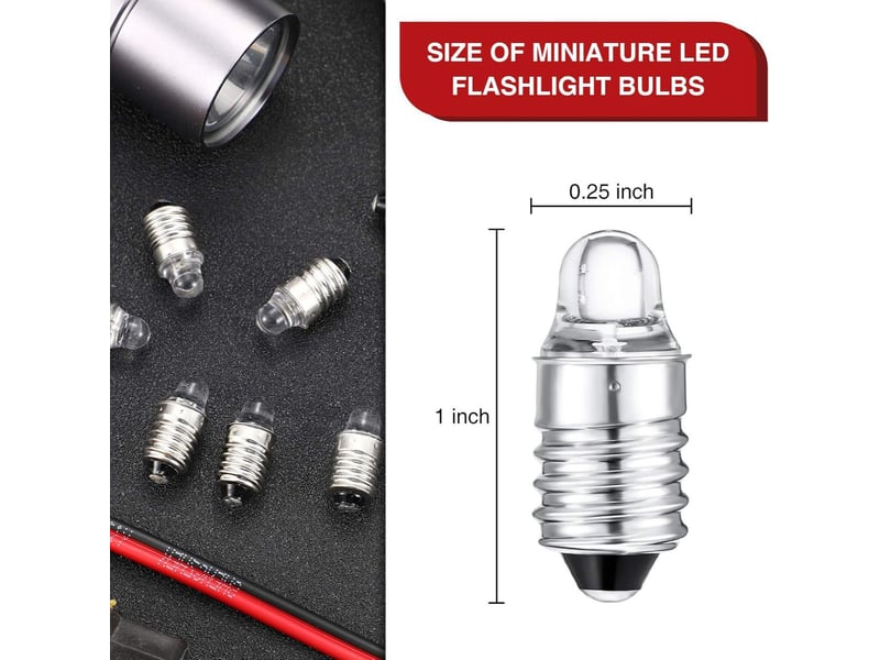  Lot de 6 ampoules led e10 3 v  blanches pour lampe torche, lampe de poche, phare, sans polarité  - Conforama C