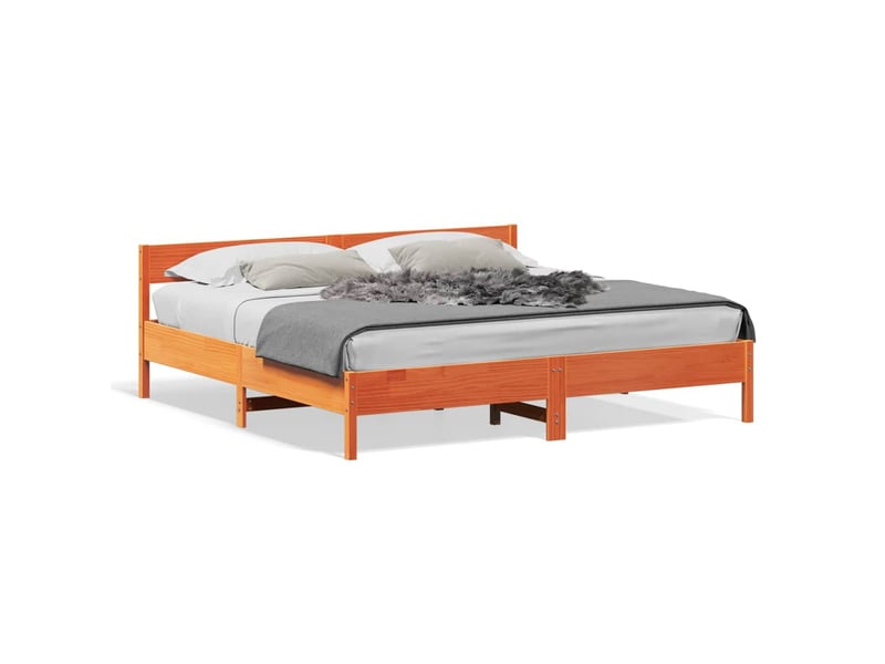  Lit double- lit adulte -  cadre de lit sans matelas  marron 180x200cm bois pin massif  - Conforama A