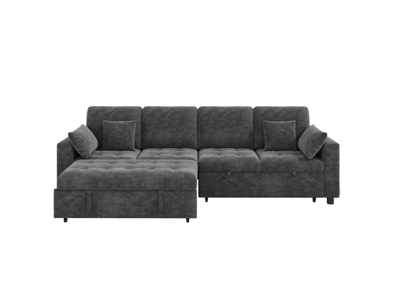  Canapé d'angle convertible 4 places 262,5x140x89 cm chenille gris  - Conforama A
