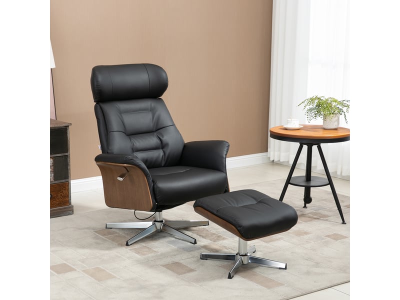  Fauteuil inclinable avec repose-pieds, pivotant à 360°, fonction inclinable, fauteuil de lecture, noir, 80 x 84 x 108 cm  - Conforama C