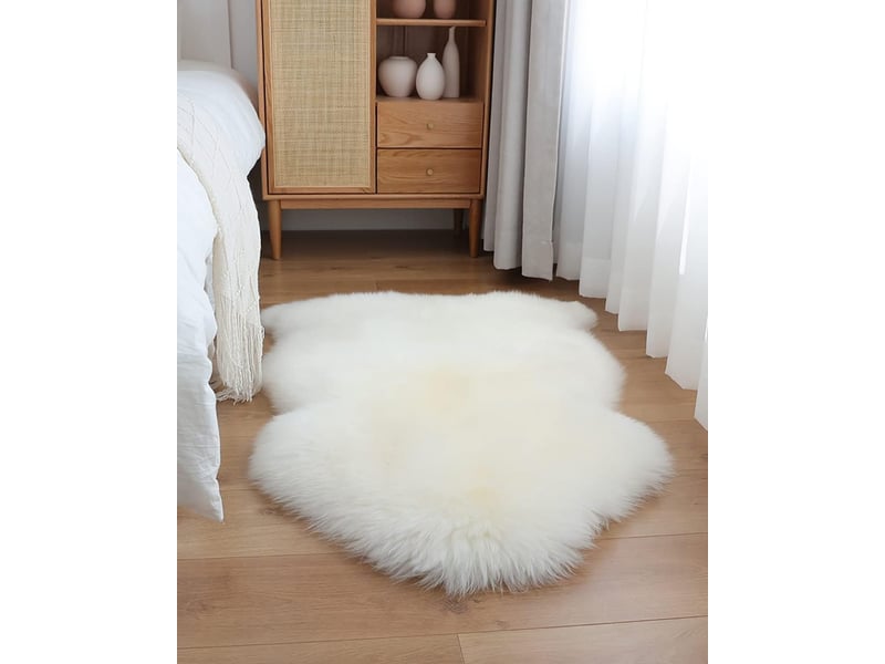  Peau de mouton synthétique, comme véritable laine tapis en fourrure synthétique, man-made laine tapis de canapé coussin (blanc, 50 x 80 cm)  - Conforama B