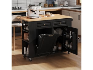Îlot central avec tiroirs et roulettes en mdf noir naturel l 120 cm