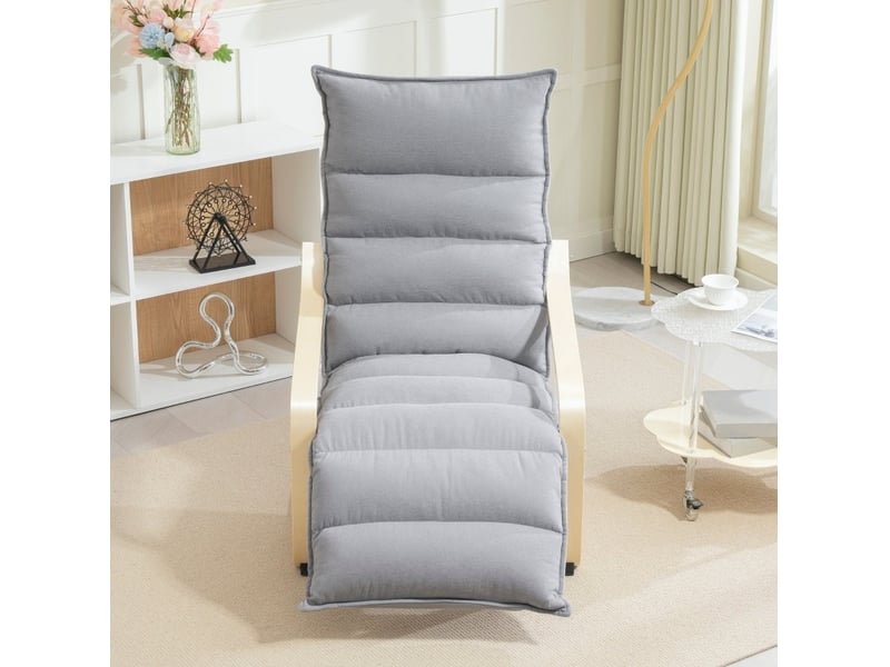 Fauteuil à bascule relax avec repose-pieds réglable, dossier haut et assise rembourrée en velours gris clair  - Conforama D