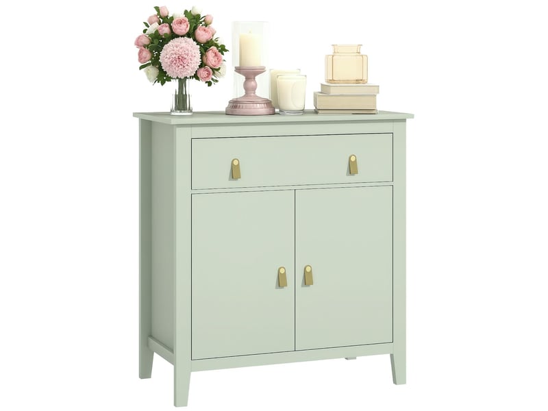  Buffet 2 portes et 1 tiroir étagère réglable vert clair 80 x 40 x 90 cm  - Conforama A