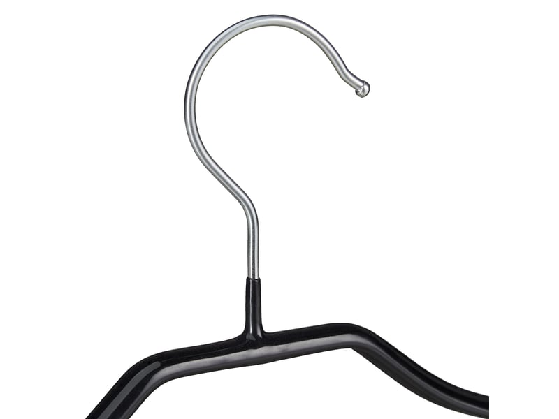  Lot de 10 cintres antidérapants minimalistes pour vêtements 21 x 42 x 1 cm en pvc noir 13_0006505  - Conforama C