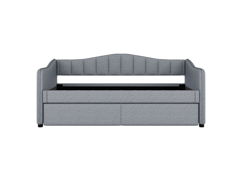  Lit banquette 90x200 avec lit gigogne, canapé lit simple en lin gris avec éclairage led, 212x99x85cm  - Conforama E